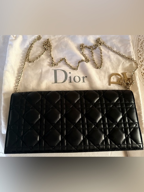 Dior Handbags - DIOR Lady Dior Pouch Black Cannage Lambskin with Detachable Chain